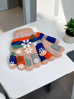 Оптом рукавиці-пальчата fashion gloves дитячі (тонка в'язка) м.517-1 бежевий в асортименті - фото 1