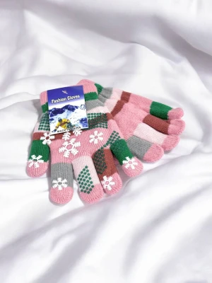 Оптом рукавиці-пальчата fashion gloves дитячі (тонка в'язка) м.517-2 рожевий в асортименті - фото 1