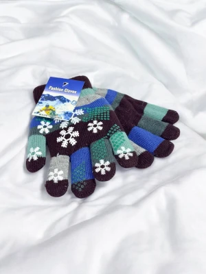 Оптом рукавиці-пальчата fashion gloves дитячі (тонка в'язка) м.517-2 коричневий в асортименті - фото 1