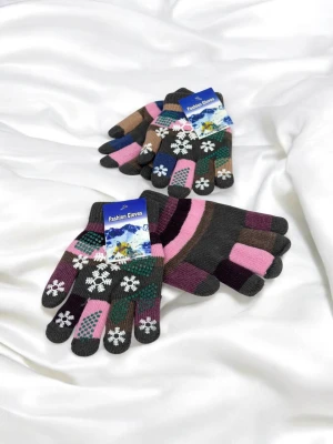 Оптом рукавиці-пальчата fashion gloves дитячі (тонка в'язка) м.517-2 графітовий в асортименті - фото 1
