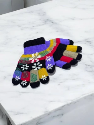 Оптом рукавиці-пальчата fashion дитячі (тонка в'язка) м.517-3 чорний в асортименті - фото 1