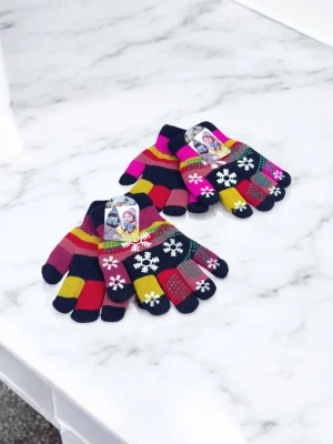 Оптом рукавиці-пальчата fashion дитячі (тонка в'язка) м.517-3 темно-синiй в асортименті - фото 1