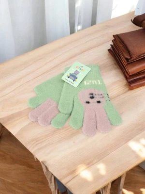 Оптом рукавиці-пальчата gloves дитячі (тонка в'язка) м.5 салатовий в асортименті - фото 1