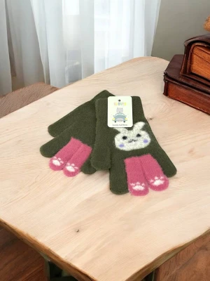 Оптом рукавиці-пальчата gloves дитячі (тонка в'язка) м.5 оливковий в асортименті - фото 1