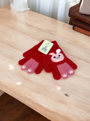 Оптом рукавиці-пальчата gloves дитячі (тонка в'язка) м.5 червоний в асортименті - фото 1