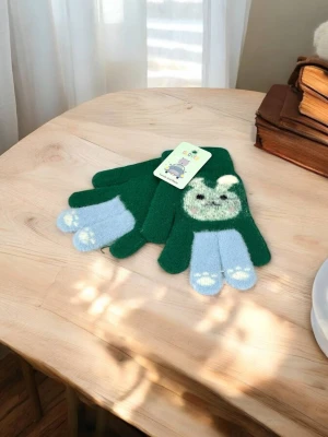 Оптом рукавиці-пальчата gloves дитячі (тонка в'язка) м.5 зелений в асортименті - фото 1