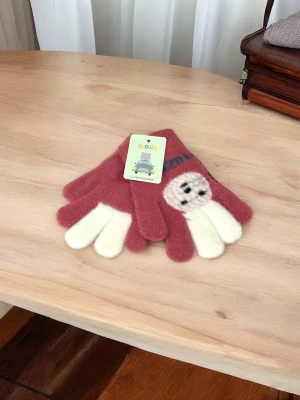 Оптом рукавиці-пальчата gloves дитячі (тонка в'язка) м.5 малиновий в асортименті - фото 1