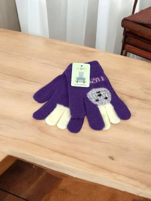 Оптом рукавиці-пальчата gloves дитячі (тонка в'язка) м.5 фiолетовий в асортименті - фото 1
