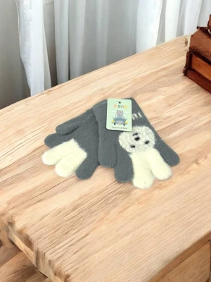 Оптом рукавиці-пальчата gloves дитячі (тонка в'язка) м.5 графітовий в асортименті - фото 1