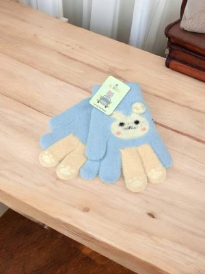 Оптом рукавиці-пальчата gloves дитячі (тонка в'язка) м.5 блакитний в асортименті - фото 1
