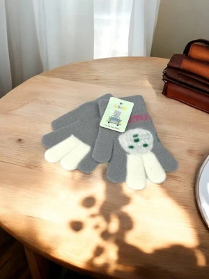 Оптом рукавиці-пальчата gloves дитячі (тонка в'язка) м.5 сірий в асортименті - фото 1