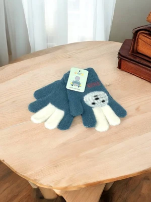 Оптом рукавиці-пальчата gloves дитячі (тонка в'язка) м.5 лазурний в асортименті - фото 1