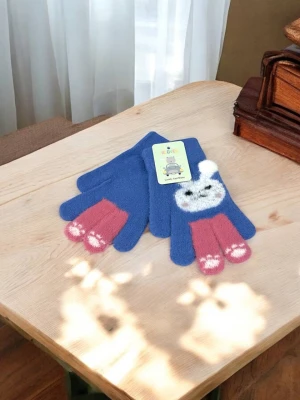 Оптом рукавиці-пальчата gloves дитячі (тонка в'язка) м.5 синiй в асортименті - фото 1