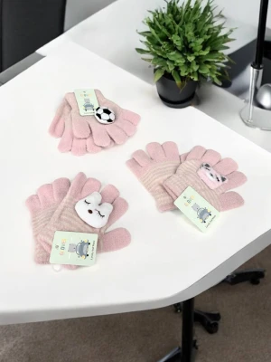 Оптом рукавиці-пальчата gloves дитячі (тонка в'язка) м.8 рожевий в асортименті - фото 1