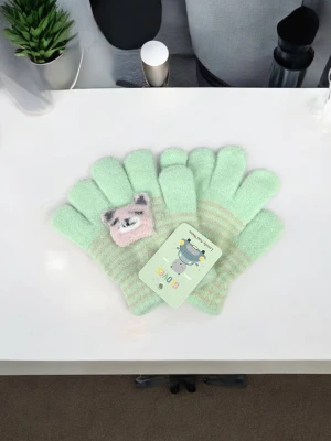 Оптом рукавиці-пальчата gloves дитячі (тонка в'язка) м.8 м'ятний в асортименті - фото 1