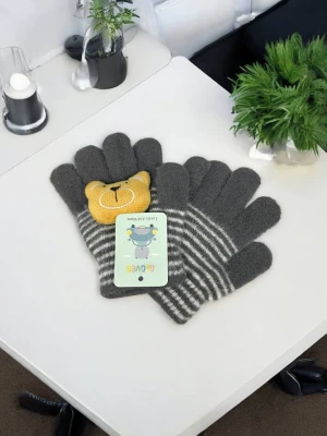 Оптом рукавиці-пальчата gloves дитячі (тонка в'язка) м.8 графітовий в асортименті - фото 1
