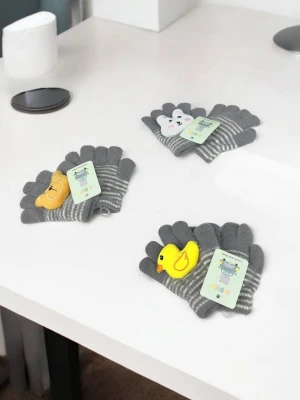 Оптом рукавиці-пальчата gloves дитячі (тонка в'язка) м.8 сірий в асортименті - фото 1