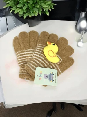 Оптом рукавиці-пальчата gloves дитячі (тонка в'язка) м.8 світло-коричневий в асортименті - фото 1