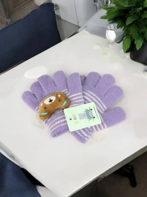 Оптом рукавиці-пальчата gloves дитячі (тонка в'язка) м.8 лавандовий в асортименті - фото 1