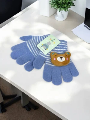 Оптом рукавиці-пальчата gloves дитячі (тонка в'язка) м.8 синiй в асортименті - фото 1
