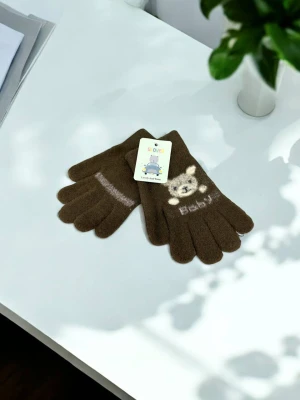 Оптом рукавиці-пальчата gloves дитячі (тонка в'язка) м.6 оливковий в асортименті - фото 1