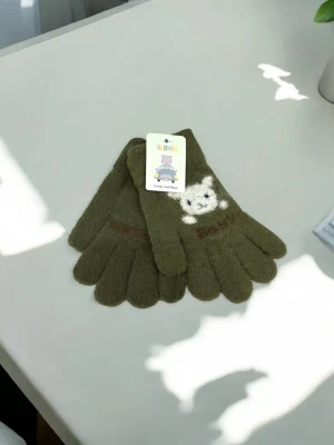 Оптом рукавиці-пальчата gloves дитячі (тонка в'язка) м.6 зелений в асортименті - фото 1