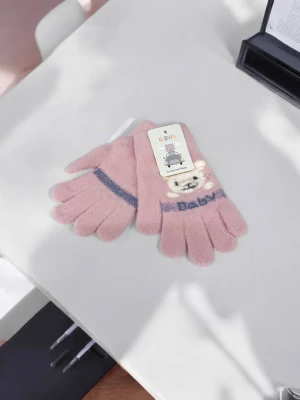 Оптом рукавиці-пальчата gloves дитячі (тонка в'язка) м.6 світло-рожевий в асортименті - фото 1