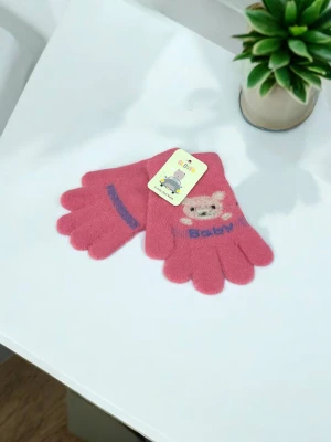 Оптом рукавиці-пальчата gloves дитячі (тонка в'язка) м.6 малиновий в асортименті - фото 1