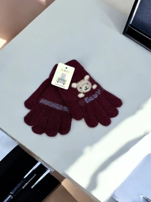 Оптом рукавиці-пальчата gloves дитячі (тонка в'язка) м.6 бордовий в асортименті - фото 1