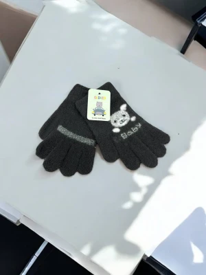 Оптом рукавиці-пальчата gloves дитячі (тонка в'язка) м.6 графітовий в асортименті - фото 1