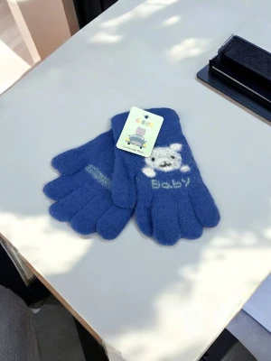 Оптом рукавиці-пальчата gloves дитячі (тонка в'язка) м.6 синiй в асортименті - фото 1