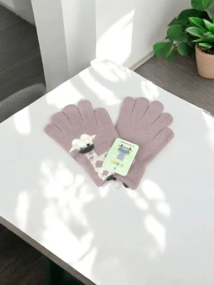 Оптом рукавиці-пальчата gloves дитячі (тонка в'язка) м.9 рожевий в асортименті - фото 1
