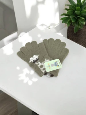 Оптом рукавиці-пальчата gloves дитячі (тонка в'язка) м.9 оливковий в асортименті - фото 1
