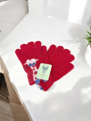 Оптом рукавиці-пальчата gloves дитячі (тонка в'язка) м.9 червоний в асортименті - фото 1