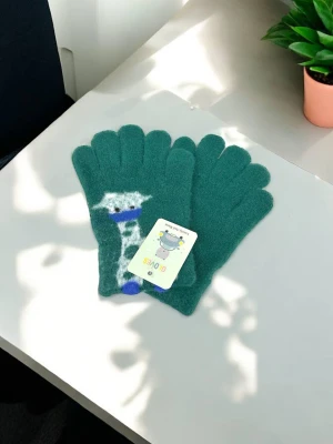 Оптом рукавиці-пальчата gloves дитячі (тонка в'язка) м.9 зелений в асортименті - фото 1
