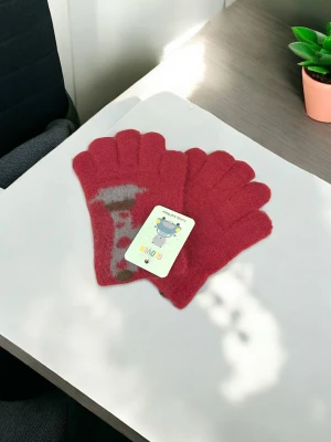 Оптом рукавиці-пальчата gloves дитячі (тонка в'язка) м.9 бордовий в асортименті - фото 1