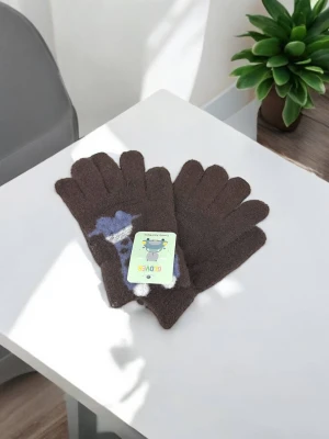 Оптом рукавиці-пальчата gloves дитячі (тонка в'язка) м.9 шоколадний в асортименті - фото 1