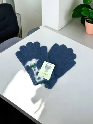 Оптом рукавиці-пальчата gloves дитячі (тонка в'язка) м.9 лазурний в асортименті - фото 1