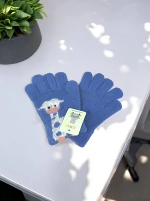Оптом рукавиці-пальчата gloves дитячі (тонка в'язка) м.9 синiй в асортименті - фото 1