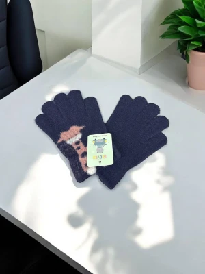 Оптом рукавиці-пальчата gloves дитячі (тонка в'язка) м.9 темно-синiй в асортименті - фото 1