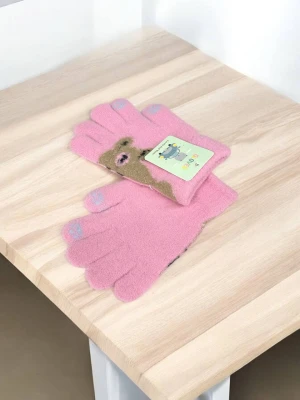 Оптом рукавиці-пальчата gloves дитячі (тонка в'язка) м.10 рожевий в асортименті - фото 1