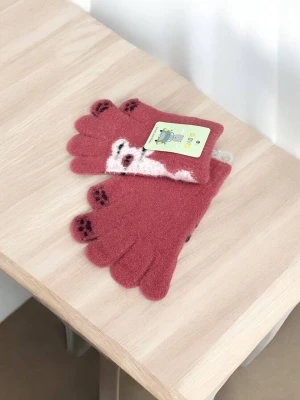 Оптом рукавиці-пальчата gloves дитячі (тонка в'язка) м.10 червоний в асортименті - фото 1
