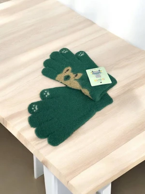 Оптом рукавиці-пальчата gloves дитячі (тонка в'язка) м.10 зелений в асортименті - фото 1