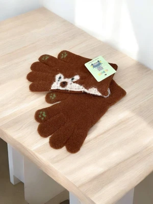 Оптом рукавиці-пальчата gloves дитячі (тонка в'язка) м.10 коричневий в асортименті - фото 1
