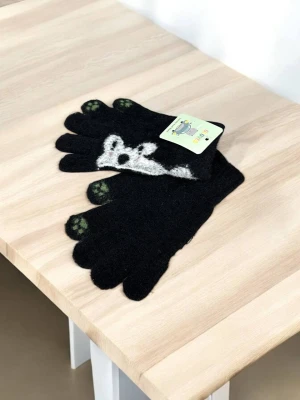 Оптом рукавиці-пальчата gloves дитячі (тонка в'язка) м.10 чорний в асортименті - фото 1