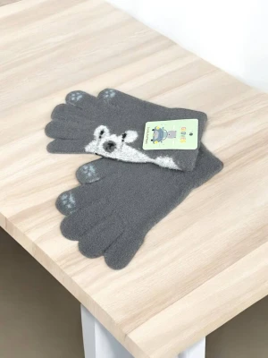 Оптом рукавиці-пальчата gloves дитячі (тонка в'язка) м.10 сірий в асортименті - фото 1