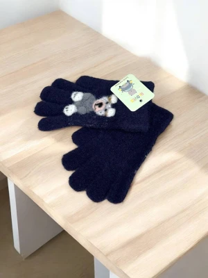 Оптом рукавиці-пальчата gloves дитячі (тонка в'язка) м.10 темно-синiй в асортименті - фото 1