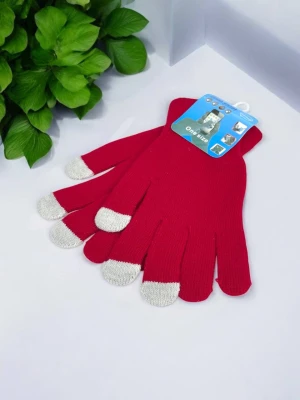 Оптом рукавиці-пальчата touch gloves дитячі (тонка в'язка) м.517-8 червоний в асортименті - фото 1