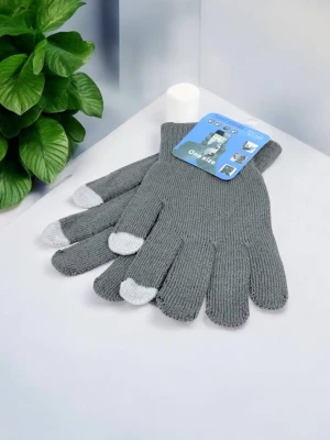 Оптом рукавиці-пальчата touch gloves дитячі (тонка в'язка) м.517-8 сірий в асортименті - фото 1