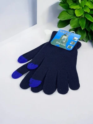 Оптом рукавиці-пальчата touch gloves дитячі (тонка в'язка) м.517-8 темно-синiй в асортименті - фото 1